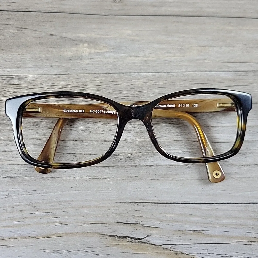Coach Libby 6047 5204 Dark Tortoise Light Brown Horn 51-16-135 Eyeglasses Frames